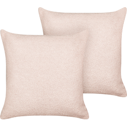 LEUZEA - Sierkussen set van 2 - Pastelroze - 45 x 45 cm - Bouclé