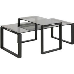 Salontafel - Glas Smoke/Zwart - 115x69x45cm - Jordis