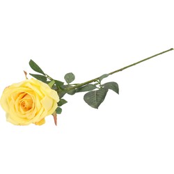 Top Art Kunstbloem roos Nova - lichtgeel - 75 cm - kunststof steel - decoratie bloemen - Kunstbloemen