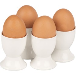 Eierdoppen/eierdopjes - ivoor wit - porselein - 4x stuks - Pasen en ontbijt benodigdheden - Eierdopjes