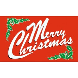 Vlag versiering van Merry Christmas - 90 x 150 cm - rood - polyester - Feestdecoratieborden