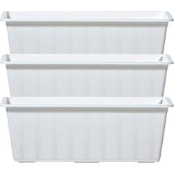 Prosperplast Plantenbak Agro - 3x - wit - kunststof - 40 x 18 x 14 cm - Plantenbakken