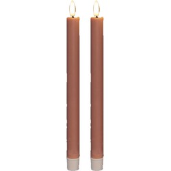Anna Collection Led dinerkaarsen - 2x - roze - 25 cm - 3D vlam - LED kaarsen
