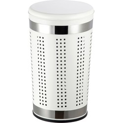 MSV Wasmand Dubai- rvs metaal - witte deksel - 46 liter - 35 x 60 cm - Wasmanden