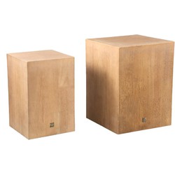 PTMD Zuilen Gustavo - 30x30x40 cm - Hout - Naturel - Set van 2