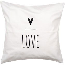 Clayre & Eef Kussenhoes 45x45 cm Wit Polyester Vierkant Hart LOVE