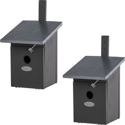 2x Vurenhouten vogelhuisjes/vogelhuizen 33 cm met kijkluik - Vogelhuisjes