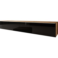 Meubella TV-Meubel Dixon - Zwart - Eiken - 180 cm