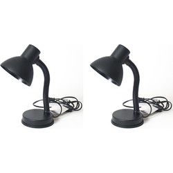 2x stuks bureaulampen zwart 16 x 12 x 30 cm flexibele lamp verlichting - Bureaulampen