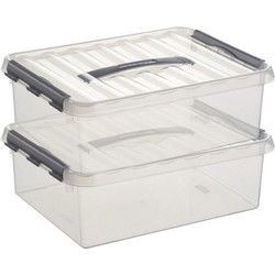 Sunware opbergbox - 2x - transparant - 10L - 40 x 30 x 11 cm - Opbergbox