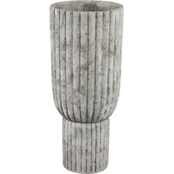 PTMD Cinne Grey cement ribbed pot on base round L