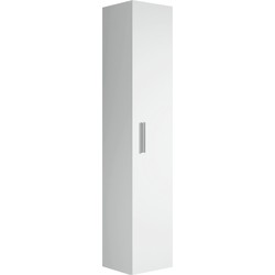 Badplaats Badkamerkast Pluto 30 x 30 x 150 cm - Wit - Hangende Badkamerkasten Hoog met 1 Deur