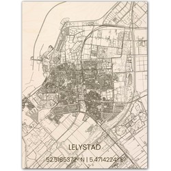 Houten Citymap Lelystad 100x80 cm 