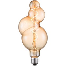 Edison Vintage LED filament lichtbron Bubbel - Amber - Spiraal - Retro LED lamp - 11/11/23cm - geschikt voor E27 fitting - Dimbaar - 4W 280lm 2700K - warm wit licht