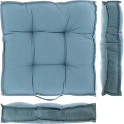 Unique Living Vloerkussen - blauw - katoen - 43 x 43 x 7 cm - vierkant - Matras/zitkussen - Vloerkussens