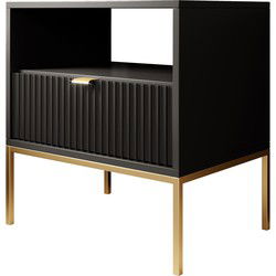 Meubella - Nachtkastje Navil 2 - Zwart - 54 cm