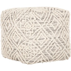 MUST Living Pouf Quartz,40x40x40 cm, Charcoal/ivory, 81% wool 19% cotton