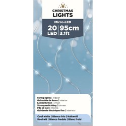 Micro LED binnenverlichting op batterij helder wit 20 lampjes - Lichtsnoeren