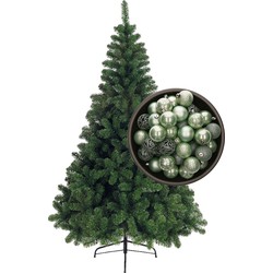 Bellatio Decorations kunst kerstboom 180 cm met kerstballen mintgroen - Kunstkerstboom