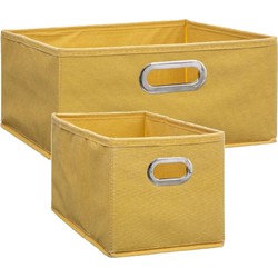 Set van 2x stuks opbergmanden/kastmanden 7 en 14 liter geel van linnen 31 cm - Opbergkisten