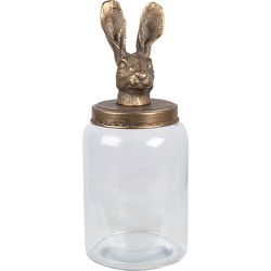 Clayre & Eef Voorraadpot Ø 16x39 cm Transparant Glas Konijn