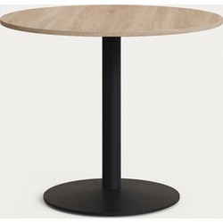 Kave Home - Ronde Esilda-tafel van natuurlijke melamine en zwart gelakte metalen poot Ø 90 x 70 cm