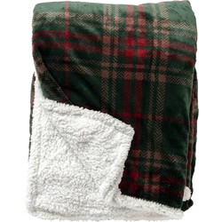 Geen merk CARLTON - Plaid 150x200 cm - fleece deken met sherpa en ruitmotief - Mountain View - Dutch Decor kerst collectie