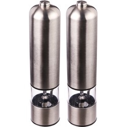 5Five Pepermolen - 2x - elektrisch - RVS - 22cm - kruidenmaler - Peper en zoutstel