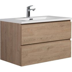 Badplaats Badkamermeubel Set Angela 80cm - Kastanje Eiken - Badmeubel met Wastafel