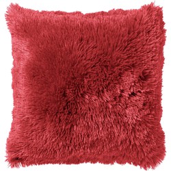 Dutch Decor FLUFFY - Sierkussen 45x45 cm - superzacht - effen kleur - Chili Pepper - rood - Dutch Decor