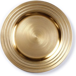 Ronde goudkleurige onderzet bord/kaarsonderzetter 33 cm - Kaarsenplateaus