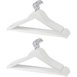 Kledinghanger - 10x - hout - wit - 45 cm - kledinghanger set - Kledinghangers