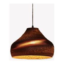 Groenovatie Caen Hanglamp Van Karton, E27 Fitting, ⌀30x36cm, Bruin