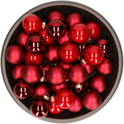 Kerstballen set van glas 36x stuks rood tinten 6 cm - Kerstbal