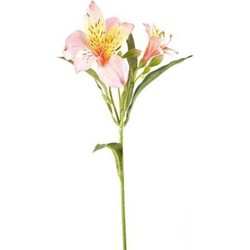 Kunstmatige roze en gele alstroemeria stengel H44