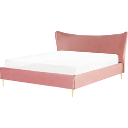 CHALEIX - Tweepersoonsbed - Perzik - 180 x 200 cm - Fluweel