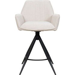 Barstoel Beige Stof - Zithoogte	66cm - 55x56x93cm - Noa - Set van 2