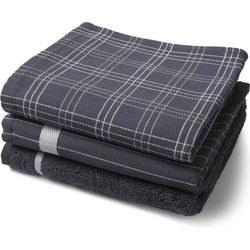 Twentse Damast 3PACK Keukentextiel Mix&Match - Antraciet
