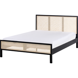 Beliani SALERNAS - Tweepersoonsbed-Zwart-Dennenhout