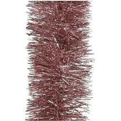 Kerst lametta guirlandes oud roze 10 cm breed x 270 cm kerstboom versiering/decoratie - Kerstslingers