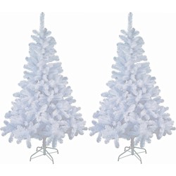 2x stuks kunst kerstbomen/kunstbomen wit 90 cm - Kunstkerstboom
