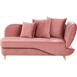 Beliani MERI - Chaise longue-Roze-Fluweel