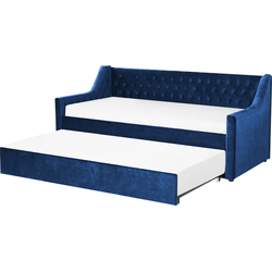 Beliani MONTARGIS - Onderschuifbed-Blauw-Fluweel