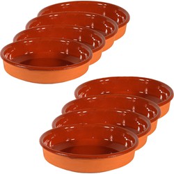 8x Terracotta tapas borden/schalen 26 cm en 24 cm - Snack en tapasschalen