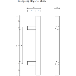 Deurgreep Krystle - messing - 96 mm - Modern - Handgreep - Kastgreep - Ladegreep