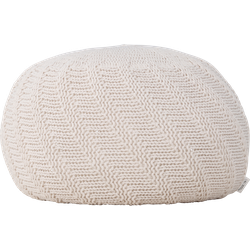 Dina ronde gebreide poef crème - Ø 45 cm