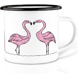 Ligarti Handgemaakte emaille mok Flamingo 300ml