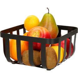 Metalen fruitmand/fruitschaal zwart vierkant 20 x 20 cm - Fruitschalen