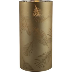 1x stuks luxe led kaarsen in goud bladeren glas D7 x H15 cm - LED kaarsen