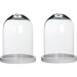 2x Mica decoratie/presentatie stolpen Hella 17 x 23 cm met plateau van wit eikenhout - Decoratieve stolpen